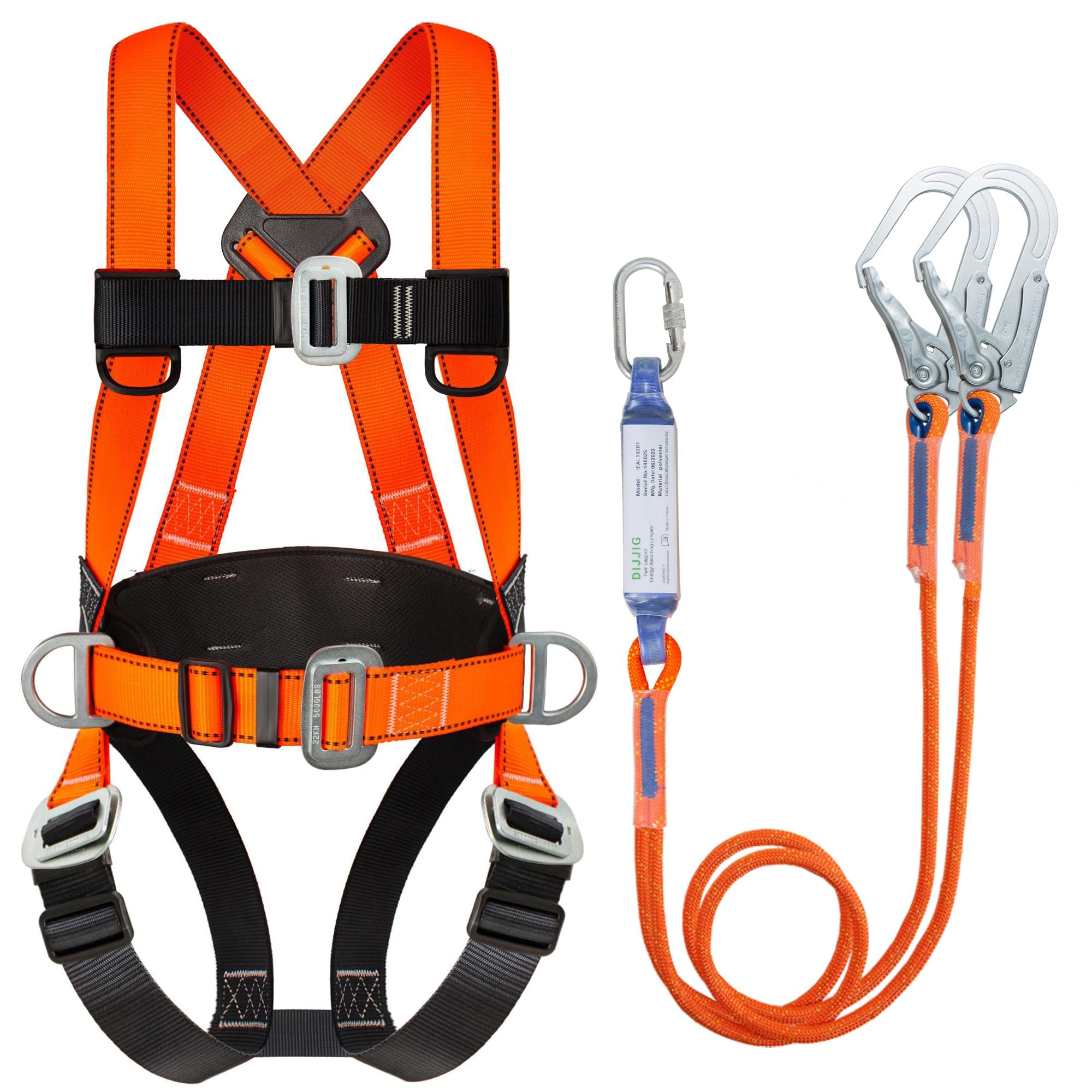 DIJJIG Safety Harness Fall Protection Kit Full Body Roofing
